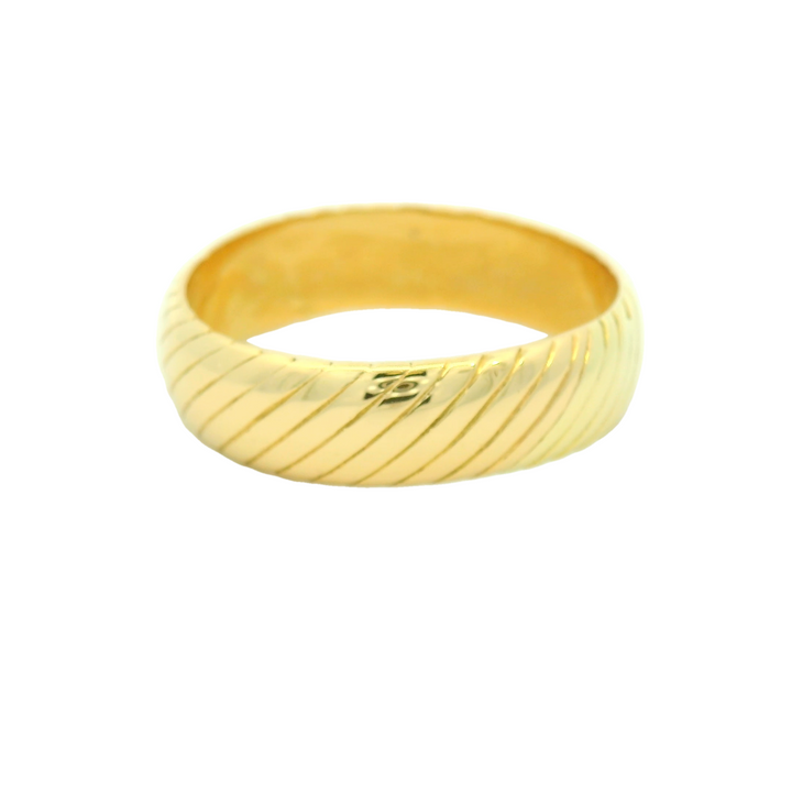 14K Yellow Gold 7mm Engraved Estate Men's Wedding Band Size 14.5
