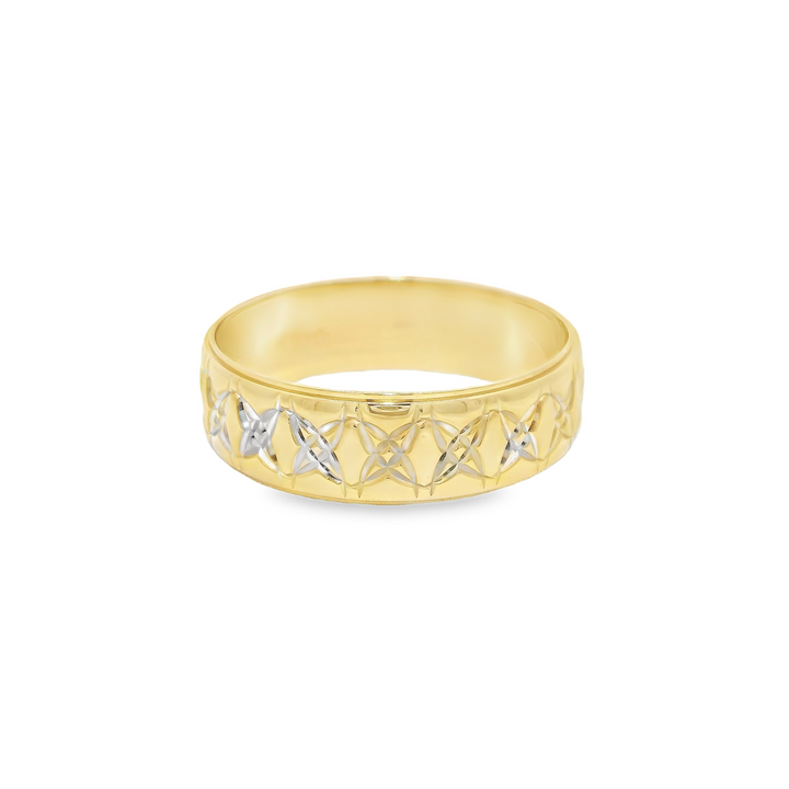 14K Yellow Gold 7mm Engraved Estate Men's Wedding Band Size 12.5