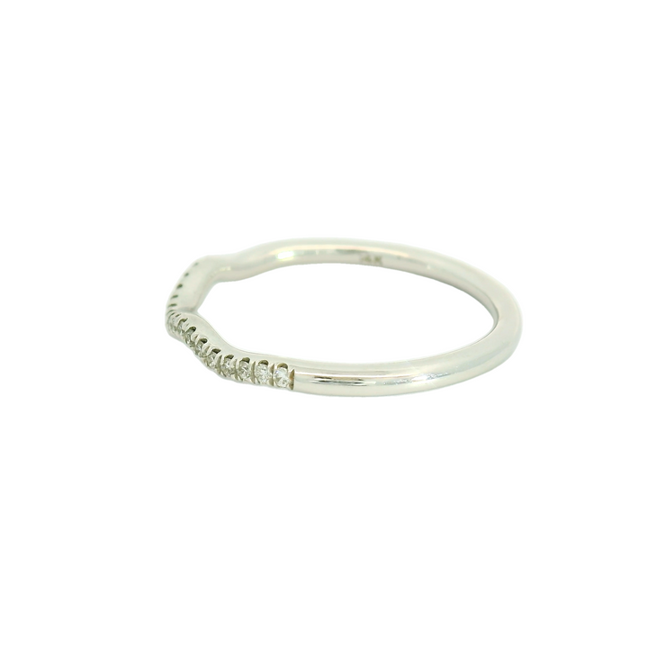 14K White Gold Prong Set Anniversary Band set with 23 G/H SI1 - SI2 Diamonds total stone weight measures 0.11 ctw.