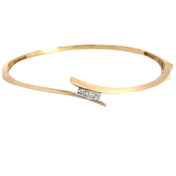 Estate 10KG Yellow Gold Diamond Bangle Bracelet