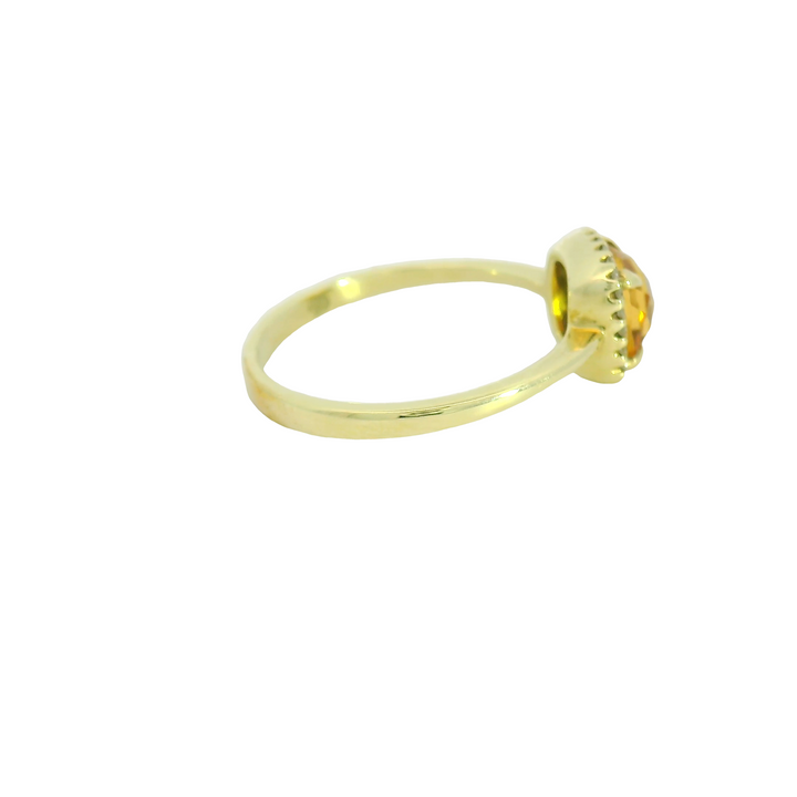 14K Yellow Gold Halo Gemstone Ring set with 1 Citrine, 1.06 ctw. and 24 G/H SI1 Diamonds, 0.06 ctw.