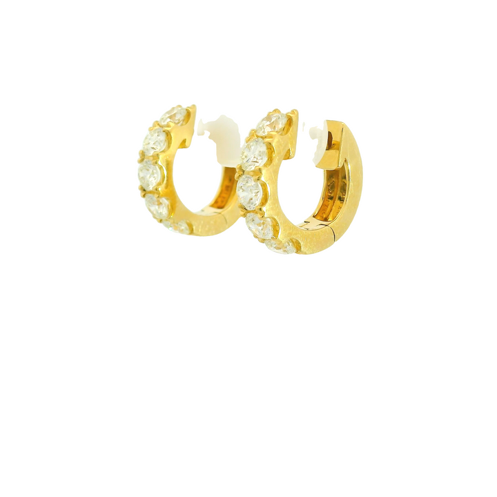 18K Yellow Gold 1.84Ct. Diamond Huggie Earrings