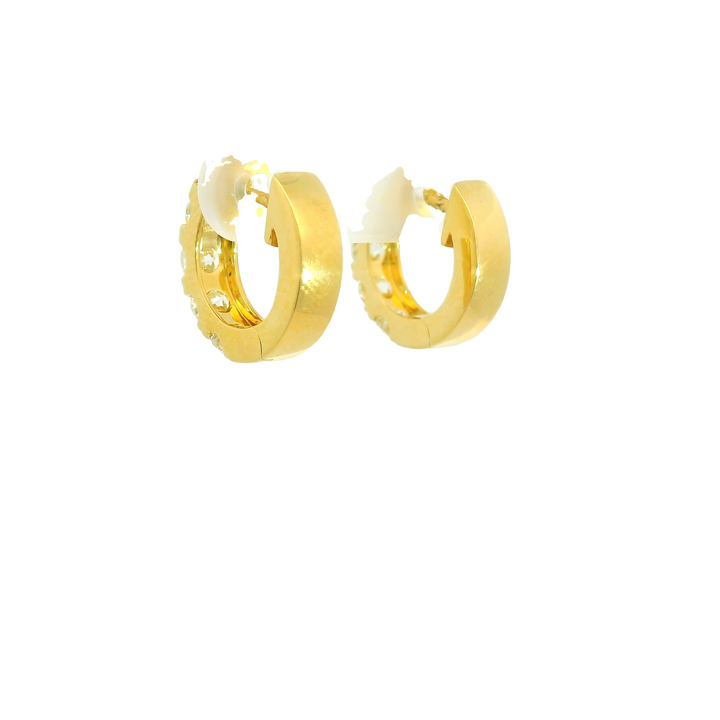 18K Yellow Gold 1.84Ct. Diamond Huggie Earrings