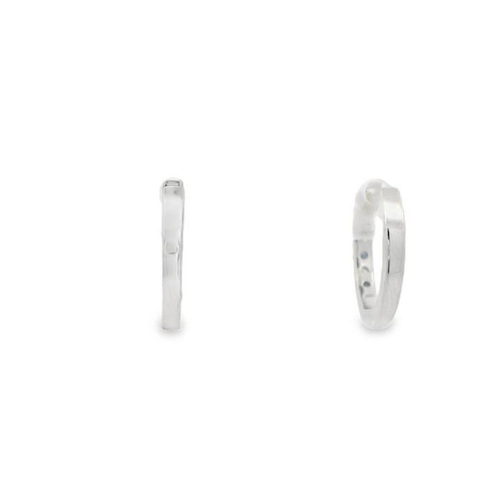 14K White Gold Huggie Earrings set with 8 Round Sapphires, 0.34 ctw. and 8 G/H Si1-SI2 Diamonds 0.14 ctw.