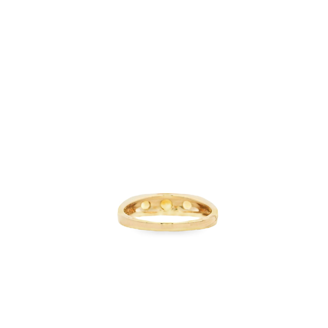 14K Yellow Gold Three Stone Ring with 1 Round Citrine, 0.10 ct and 2 Round Light Citrines, 0.13 ctw